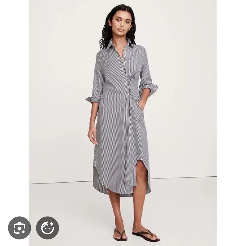 Banana republic COTTON POPLIN ASYMMETRICAL SHIRT DRESS